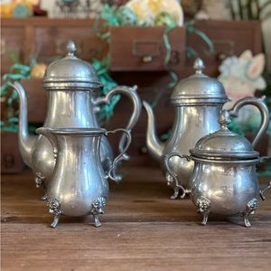 Colonial pewter by Boardman coffee/teapots and cream and sugar